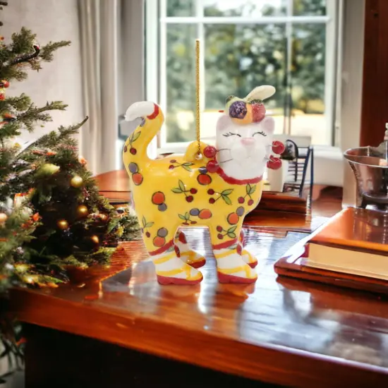 Ceramic Tropical Cat Ornament, Home D&eacute;cor, Gift for Her, Gift for Mom, Kitchen D&eacute;cor, Cat Lovers Gift, Pet Loss Gift {2}