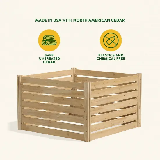 Natural Cedar Wood 308 Gal Compost Bin with Open-Air Design and Expandable System {2}
