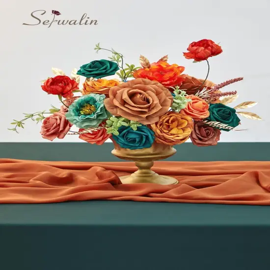 Artificial Fall Floral - Athens Orange Teal Blue {3}