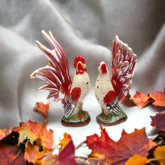 Ceramic Mini Red Rooster Salt And Pepper Shakers, Home D&eacute;cor, Gift for Her, Gift for Mom, Kitchen D&eacute;cor, Farmhouse D&eacute;cor, Fall Decor {1}