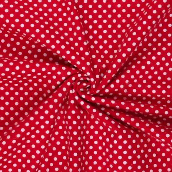 Mook Fabrics Polka Dot Flannel Fabric [43 in. Wide] - By The Yard Red/White {2}