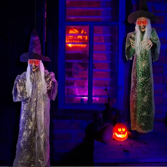 2 Pack Halloween Hanging Witch with Scary Sound Effect {1}