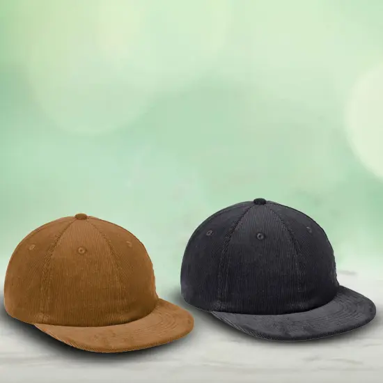 Port Authority&reg; Corduroy Cap, Unstructured Mid Profile Flat Bill Hat with Adjustable Snapback Graphite {2}