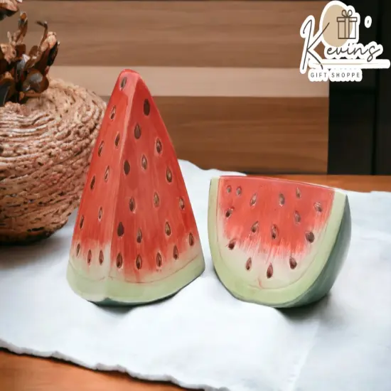 Hand Painted Ceramic Watermelon Salt & Pepper Shakers, Home D&eacute;cor, Gift for Her, Gift for Mom, Kitchen D&eacute;cor, Summer Decor {1}