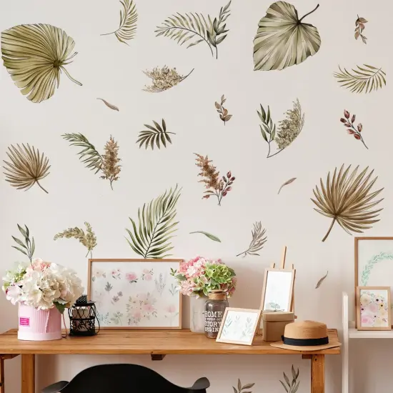 Large Boho Palm Leaves Wall Decals Fall Leaf Wall Stickers {1}