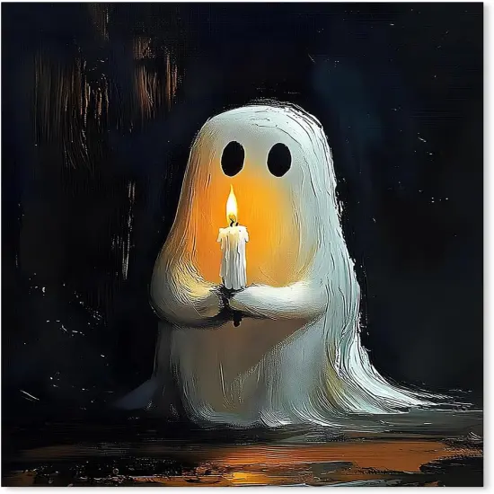 Spooky Oil Painting Ghost Wall Art {1}