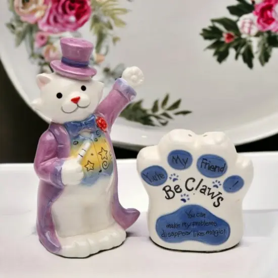 You Can Make Problems Disappear Ceramic Cat Salt & Pepper, Gift for Her, Gift for Mom, Kitchen D&eacute;cor, Cat Lovers Gift, Pet Loss Gift {2}