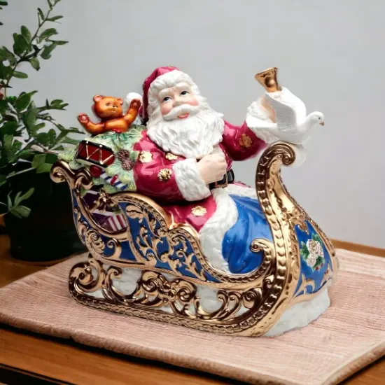 Ceramic Christmas Fantasia Santa Cookie Jar, Home D&eacute;cor, Gift for Her, Gift for Mom, Kitchen D&eacute;cor, Christmas D&eacute;cor {2}