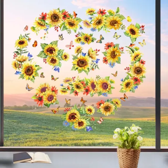 Sunflower Window Clings Spring Decorations Supply Summer Sticker {3}