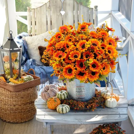 4 Bundles Fake Mums Floral Arrangement Centerpiece {5}