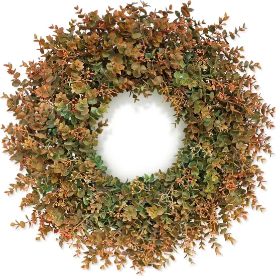 26" Fall Wreath - Eucalyptus Leaves with Orange Seeds {1}