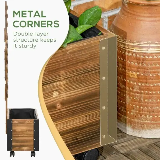 Wheeled Wooden Raised Garden Bed with Trellis for Outdoor Plants {4}