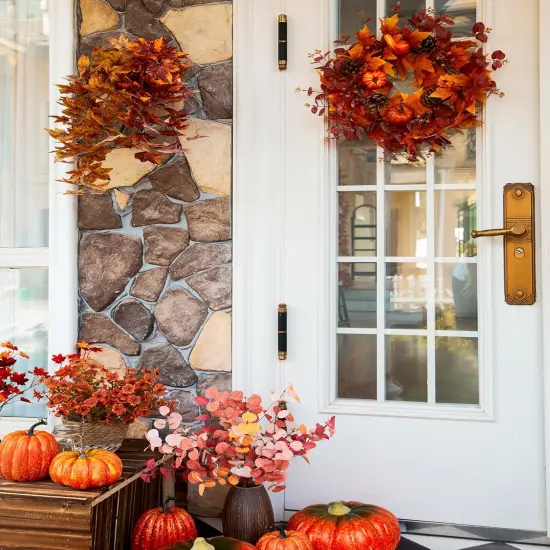 18 Inch Fall Wreath - Pumpkin {5}