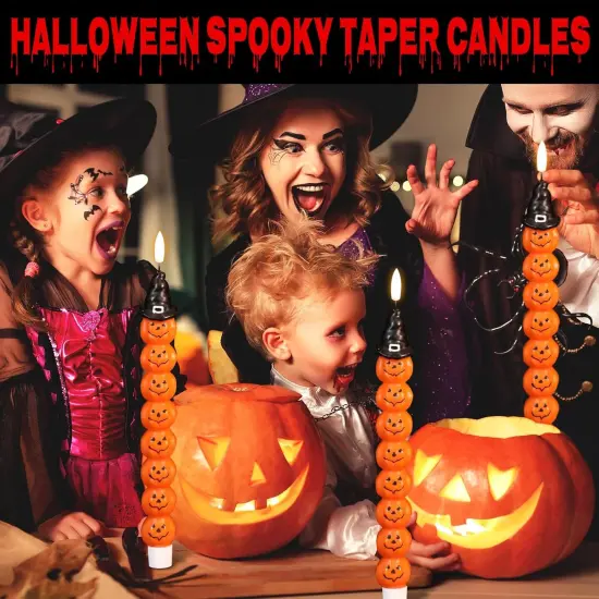 Halloween Flameless LED Candles with Timer &ndash; Battery Operated Flickering Candles for Spooky Indoor Decor {2}