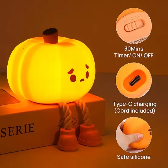 Cute Silicone Pumpkin Night Light {2}