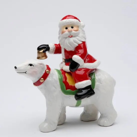 Ceramic Christmas Santa Riding On The Polar Bear Salt & Pepper Shakers, Gift for Her, Gift for Mom, Kitchen D&eacute;cor, Christmas D&eacute;cor {3}