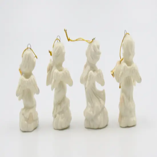 Ceramic Angel Ornaments-Set of 4, Religious Décor, Religious Gift, Church Décor, Church Gift, Baptism Gift {3}