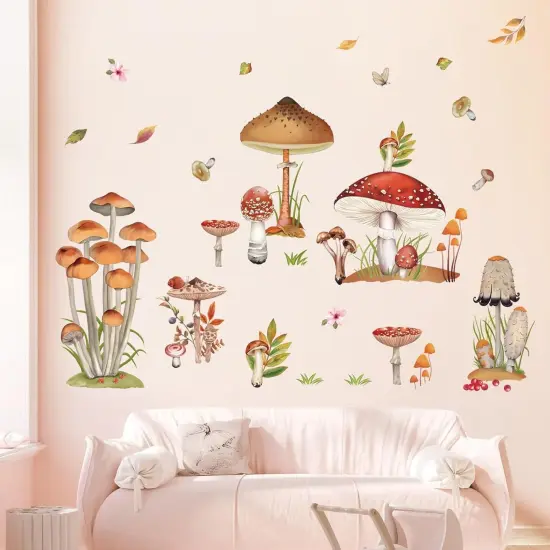 Woodland Mushroom Wall Decals Spring Forest Grass Easter Wall Stickers {2}