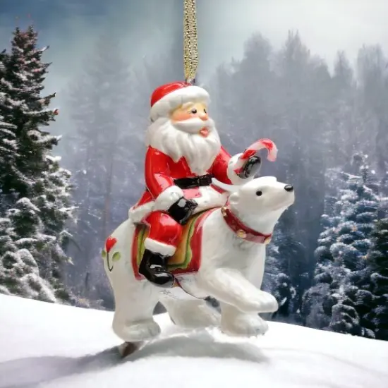 Ceramic Christmas Santa Riding Polar Bear Ornament, Home D&eacute;cor, Gift for Her, Gift for Mom, Kitchen D&eacute;cor, Christmas D&eacute;cor {2}
