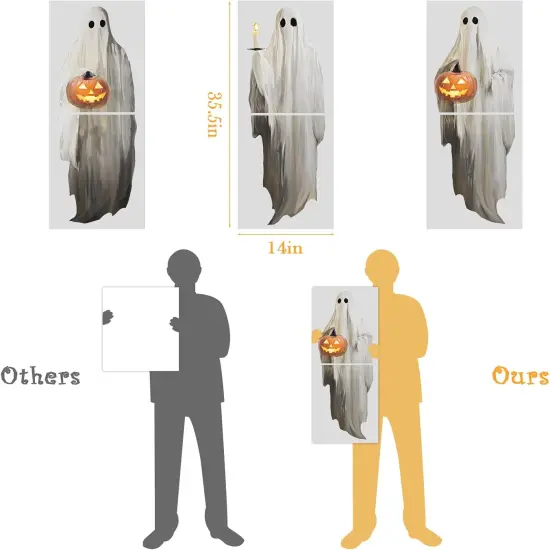 3pcs Extra Large Scary White Ghosts with Pumpkin Window Decals {2}