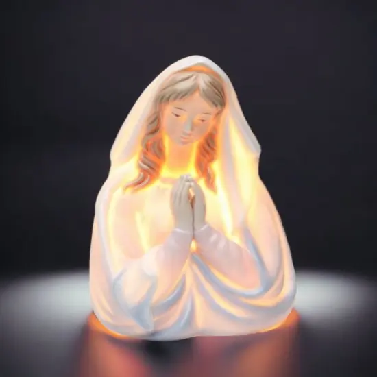 Hand Painted Ceramic Praying Madonna Night Light, Home D&eacute;cor, Religious D&eacute;cor, Religious Gift, Church D&eacute;cor, Baptism Gift {1}