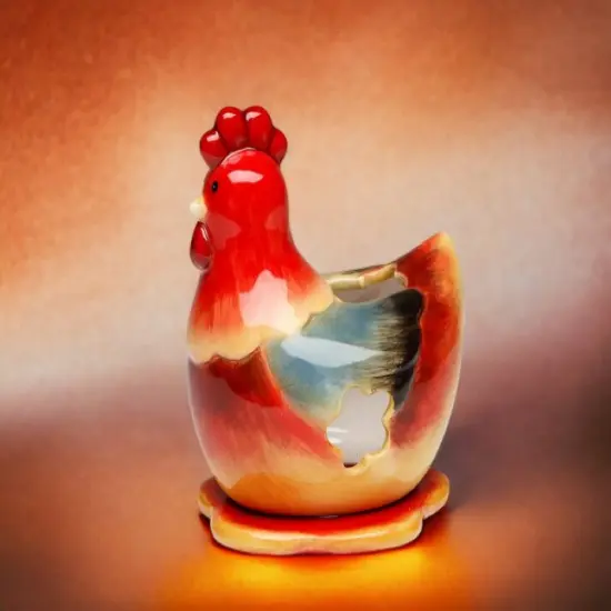 Ceramic Red Hen Tea Light Candle Holder, Home D&eacute;cor, Gift for Her, Gift for Mom, Kitchen D&eacute;cor, Farmhouse D&eacute;cor, Fall Decor {2}