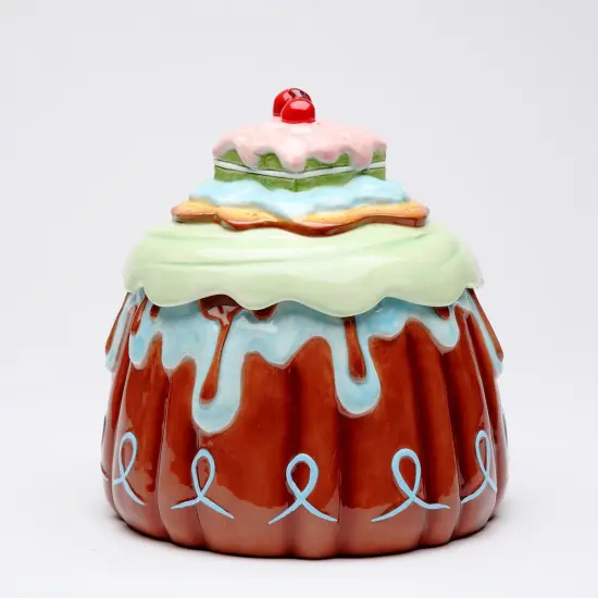 Hand Painted Ceramic Cake Cookie Jar, Home D&eacute;cor, Gift for Her, Gift for Mom, Kitchen D&eacute;cor, Cafe Decor, Bakery Decor {3}