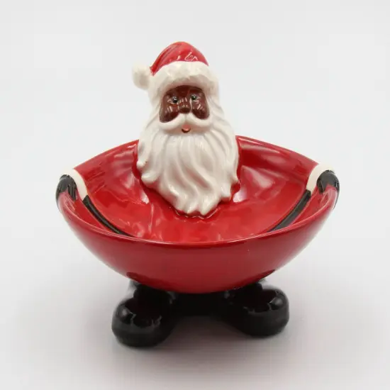 African American Santa Claus Ceramic Candy Bowl, Home D&eacute;cor, Gift for Her, Gift for Mom, Kitchen D&eacute;cor, Christmas D&eacute;cor {2}