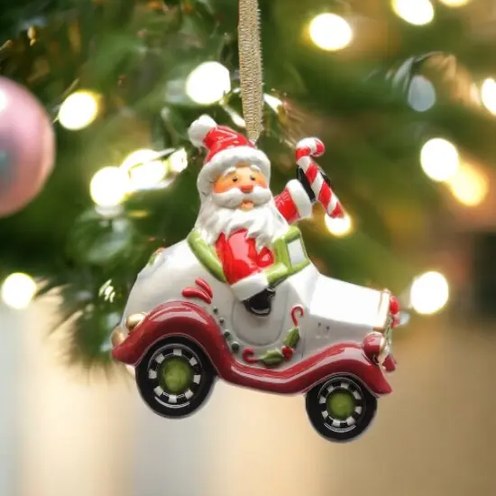 Ceramic Santa Driving Car Ornament, Home D&eacute;cor, Gift for Her, Gift for Mom, Kitchen D&eacute;cor, Christmas D&eacute;cor {2}