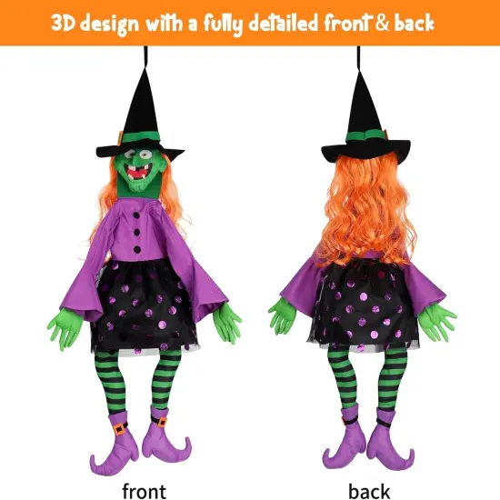 35 Inch Hanging Witch with Bendable Arms Decor {4}