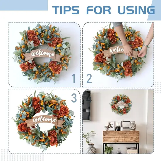 24 Inch Fall Peony Eucalyptus Leaves Wreath {5}