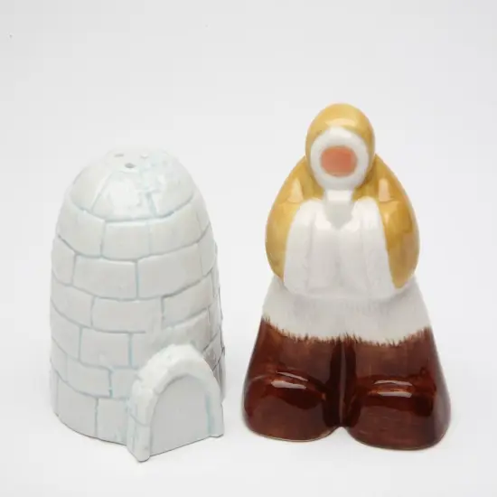 Hand Painted Ceramic Eskimo With Igloo Salt & Pepper Shakers, Home D&eacute;cor, Gift for Her, Gift for Mom, Kitchen D&eacute;cor {3}
