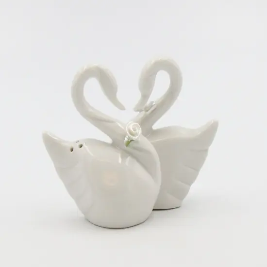 Ceramic Swan Couple Salt & Pepper Shakers, Wedding D&eacute;cor or Gift, Wedding Favor, Anniversary D&eacute;cor or Gift, Home D&eacute;cor, Kitchen D&eacute;cor {3}