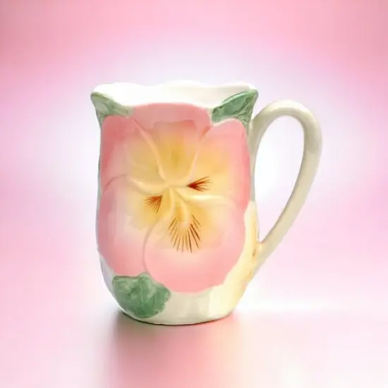 Ceramic Pansy Flower Mug, Home D&eacute;cor, Gift for Her, Gift for Mom, Nature Lover Gift, Farmhouse Decor {2}