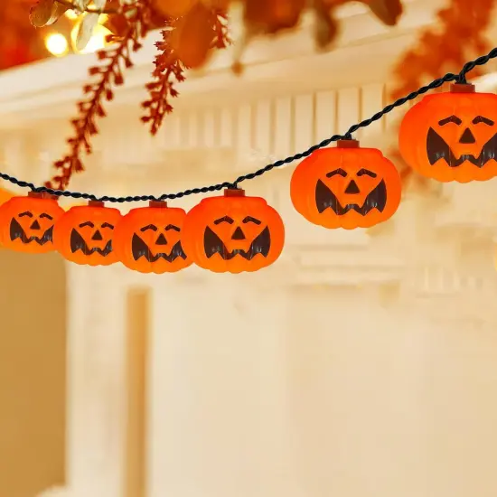 Summerween Decorations &ndash; 8.5FT Plug-in Pumpkin String Lights {3}