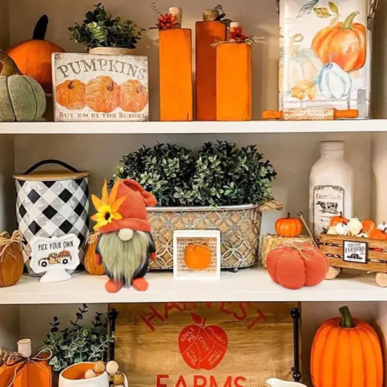 Harvest Autumn Pumpkin Gnome Decoration {4}