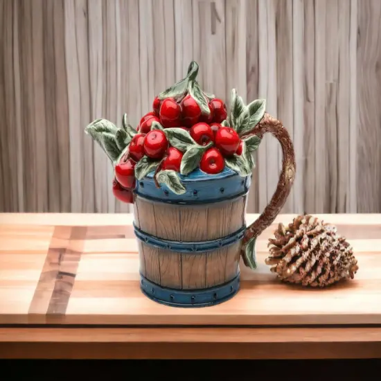 Hand Painted Ceramic Cherry Teapot, Gift for Her, Gift for Mom, Tea Party Décor, Café Décor, Farmhouse Décor {2}