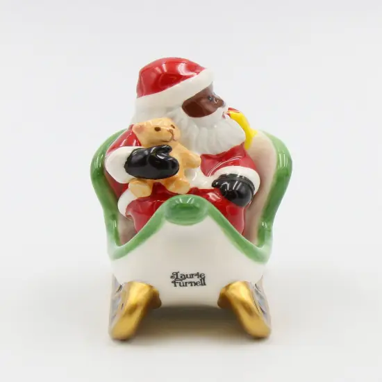 Ceramic Christmas African American Santa Riding Sleigh Salt And Pepper Shakers, Home D&eacute;cor, Gift for Her, Gift for Mom, Kitchen D&eacute;cor {4}