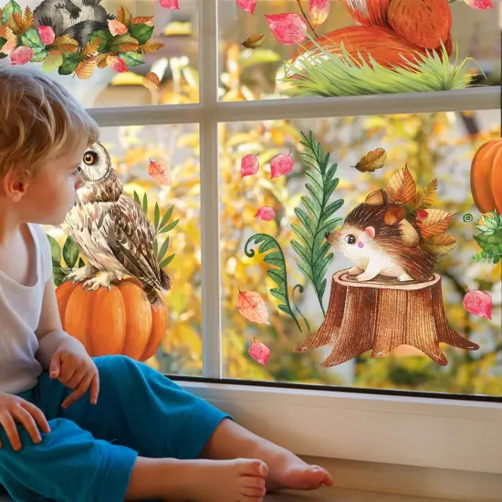 Fall Woodland Animals Window Clings 9 Sheets {3}