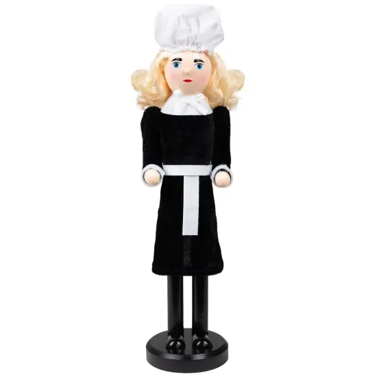 Northlight Pilgrim Woman Thanksgiving Fall Harvest Wooden Nutcracker Decoration - 14" White {3}