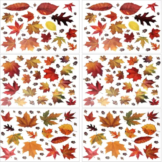216pcs Maple Window Clings 6 Sheets Fall Leaves Assorted Maple Oak Leaves {2}