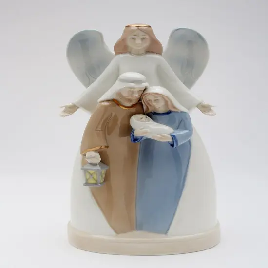 Ceramic Holy Family With Angel Music Box, Home Décor, Religious Décor, Religious Gift, Church Décor, Baptism Gift {3}