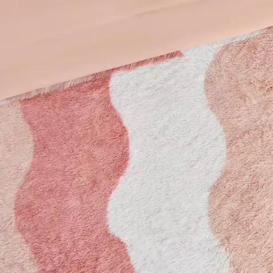 Blush Pink White Faux Fur Comforter Set Full Queen Reversible {3}