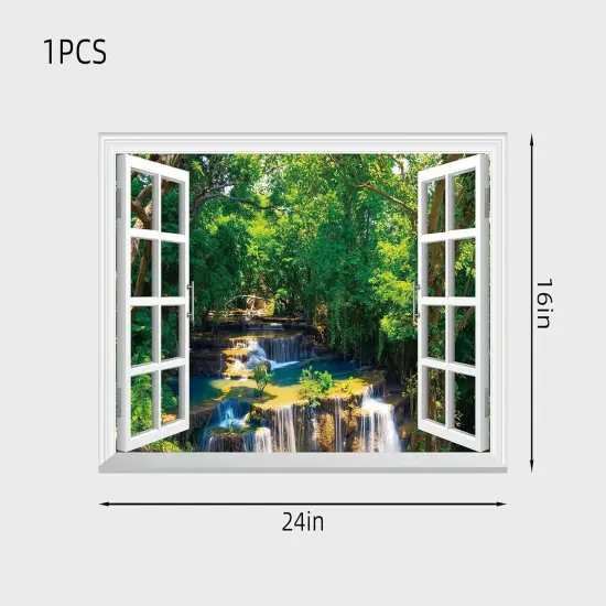 Jungle Waterfall Faux Wall Decal - 24"x16" {2}