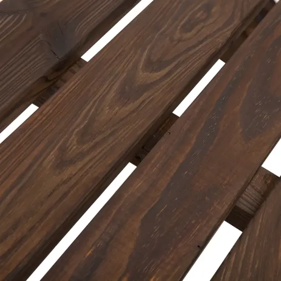 Outdoor Fir Wood Bench with Unique Wheel Armrest Style {4}