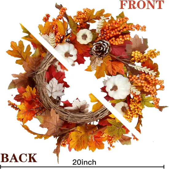 20&rsquo;&rsquo; Fall Wreath with White Pumpkins {4}