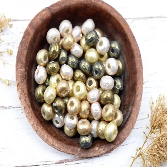 7.6g Miyuki Mixed Cream Pearl Baroque Seed Beads - Size 6/0 {1}