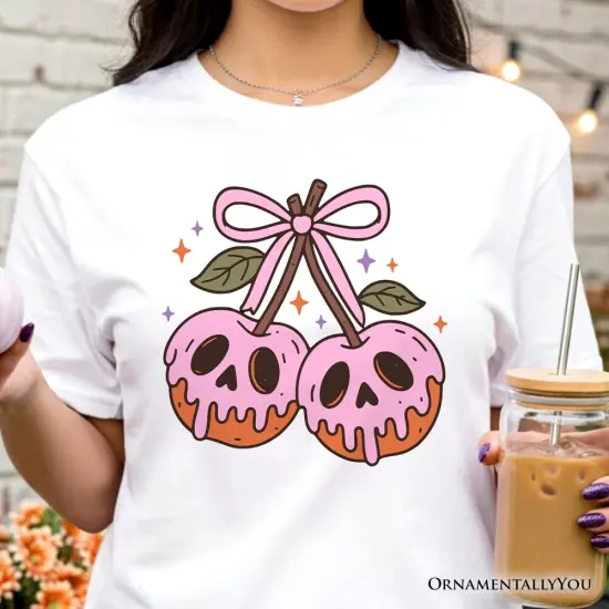 Sweet and Spooky Poison Cherries Halloween T-Shirt, Coquette Skulls Tee {6}