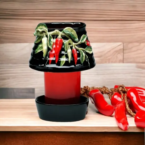Ceramic Medium Chili Pepper Candle Holder Shade and Base, Home D&eacute;cor, Gift for Her, Gift for Mom, Kitchen D&eacute;cor, Farmhouse D&eacute;cor {2}