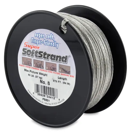 Super Softstrand, Vinyl-Coated Stranded Stainless Steel Picture Wrapping Wire, Size #6, 60 lb / 27 kg, 275 ft / 83 m {3}